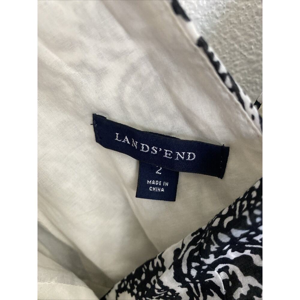 Lands End Dress Women’s Sz 2 White Black Paisley Faux Wrap Lined A Line - Picture 4 of 9
